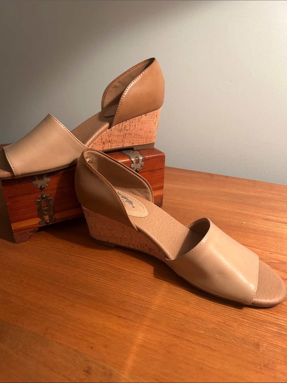 Stella McCartney Beige and Tan Cork Wedge Sandals